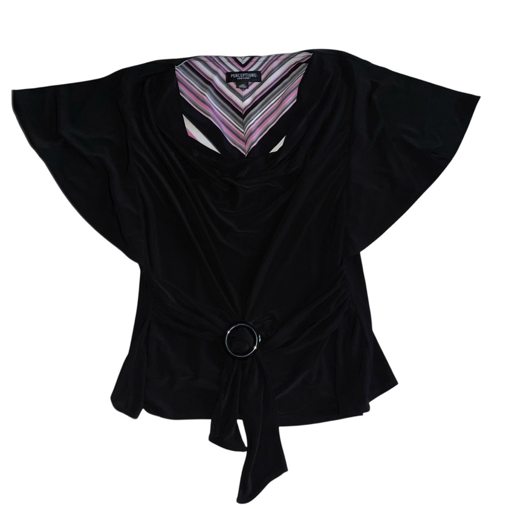 Perceptions New York Black Blouse Shirt Sz 14